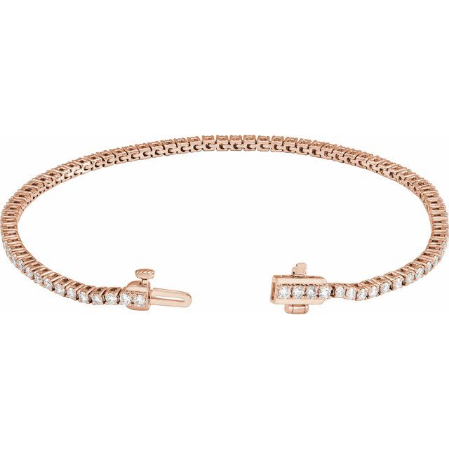 14K Rose 2 CTW Lab-Grown Diamond Line 7" Bracelet