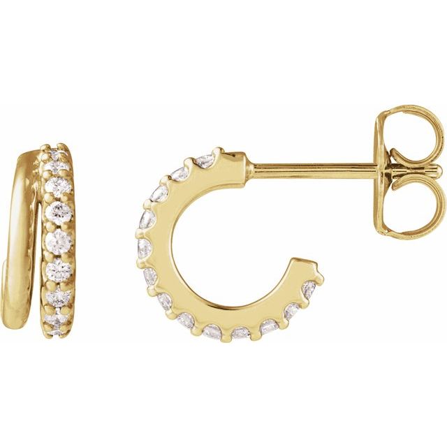 14K Yellow 1/6 CTW Lab-Grown Diamond Hoop Earrings