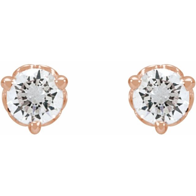 14K Rose 1/5 CT Lab-Grown Diamond Scroll Earrings
