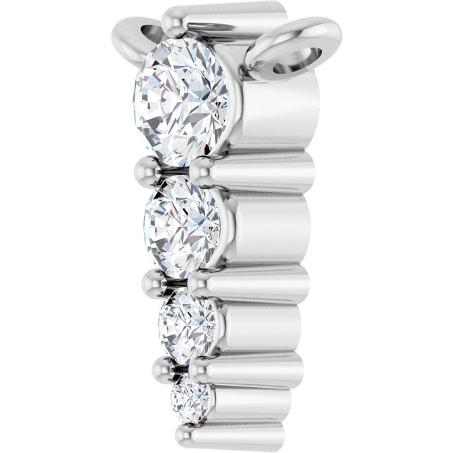 14K White 1/8 CTW Lab-Grown Diamond Graduated Necklace Center