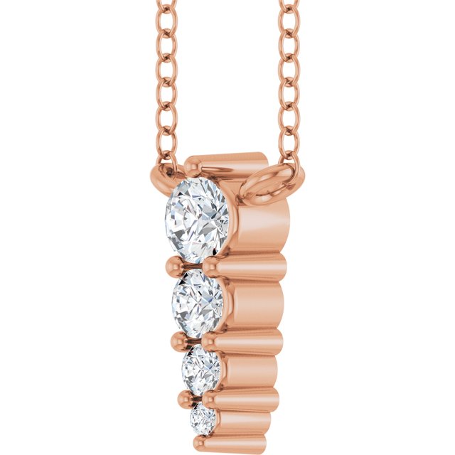 14K Rose 1/8 CTW Lab-Grown Diamond Graduated 18" Necklace