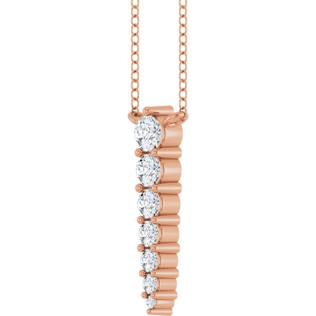 14K Rose 1/6 CTW Lab-Grown Diamond Graduated 18" Necklace