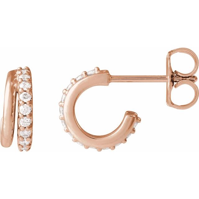 14K Rose 1/6 CTW Lab-Grown Diamond Hoop Earrings