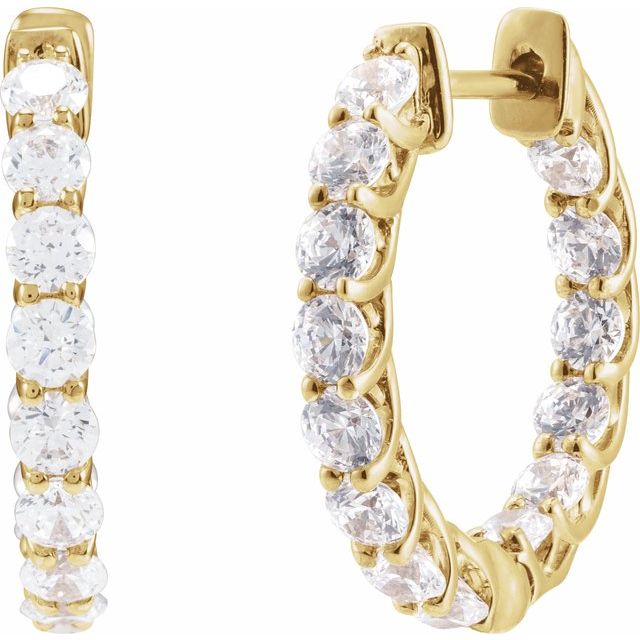 14K Yellow 2 1/5 CTW Lab-Grown Diamond Inside-Outside 19.7 mm Hoop Earrings