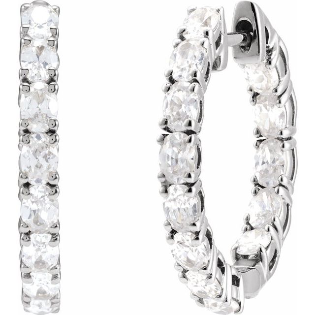 14K White 2 5/8 CTW Lab-Grown Diamond Inside-Outside 20.6 mm Hoop Earrings