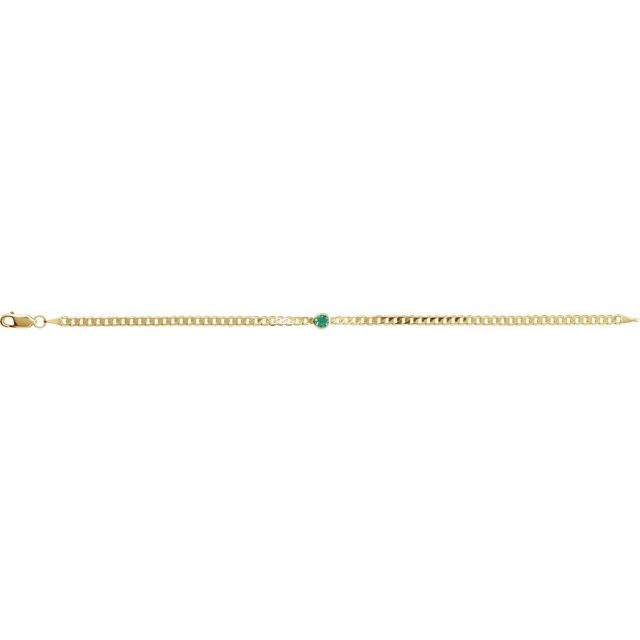 14K Yellow Lab-Grown Emerald Link 7" Bracelet