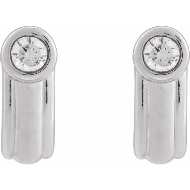 Platinum 1/5 CTW Lab-Grown Diamond Solitaire J Hoop Earrings