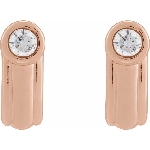 14K Rose 1/5 CTW Lab-Grown Diamond Solitaire J Hoop Earrings