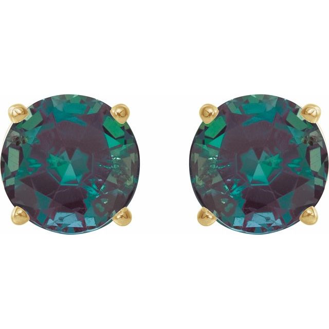 14K Yellow 6 mm Lab-Grown Alexandrite Stud Earrings