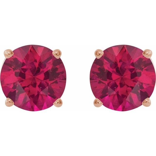 14K Rose 8 mm Lab-Grown Ruby Stud Earrings