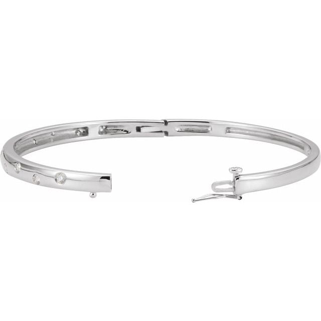14K White 1/2 CTW Lab-Grown Diamond Bangle 6 3/4" Bracelet