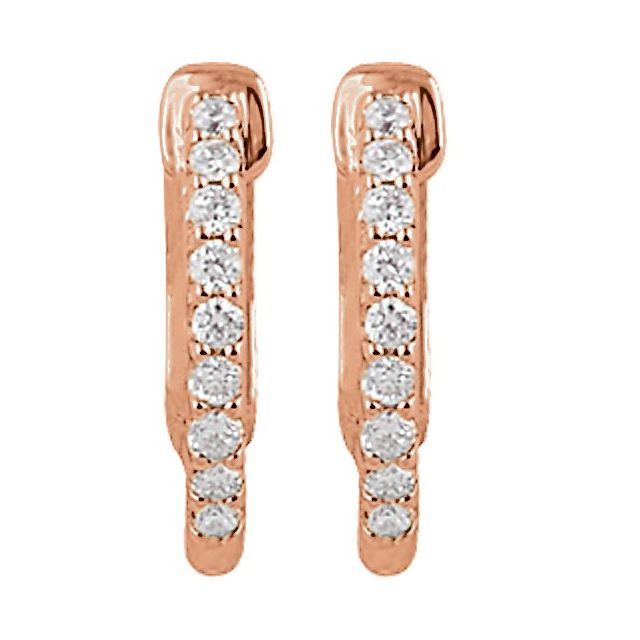 14K Rose 1/4 CTW Lab-Grown Diamond Inside-Outside 14.5 mm Hinged Hoop Earrings
