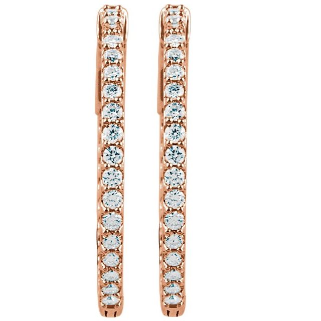 14K Rose 1 CTW Lab-Grown Diamond Inside-Outside 26.5 mm Hinged Hoop Earrings