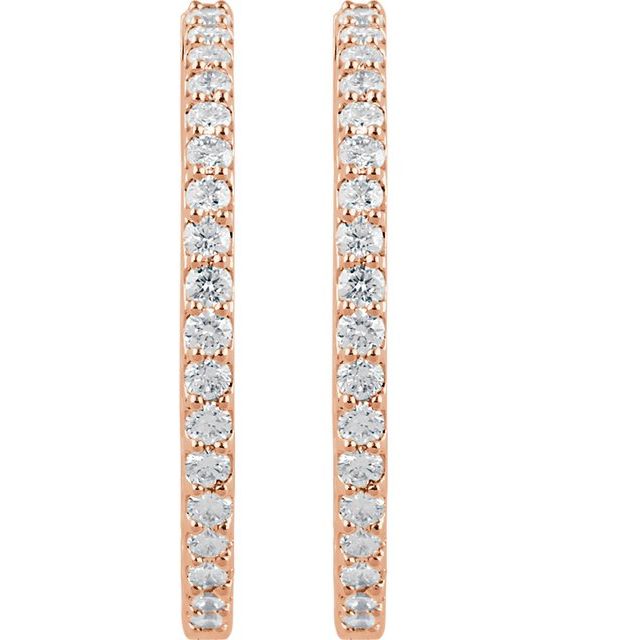 14K Rose 3 CTW Lab-Grown Diamond Inside-Outside 34.5 mm Hinged Hoop Earrings