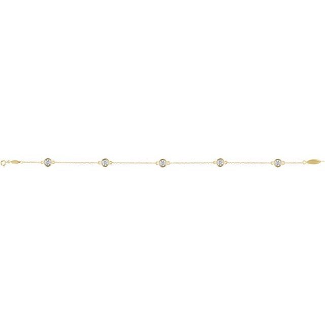 14K Yellow 1/3 CTW Lab-Grown Diamond Bezel-Set Station 7" Bracelet