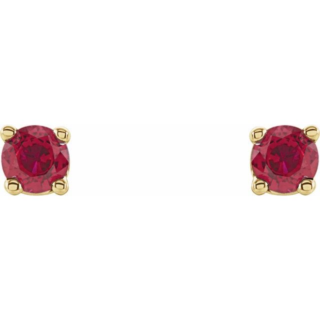 14K Yellow 2.5 mm Lab-Grown Ruby Stud Earrings