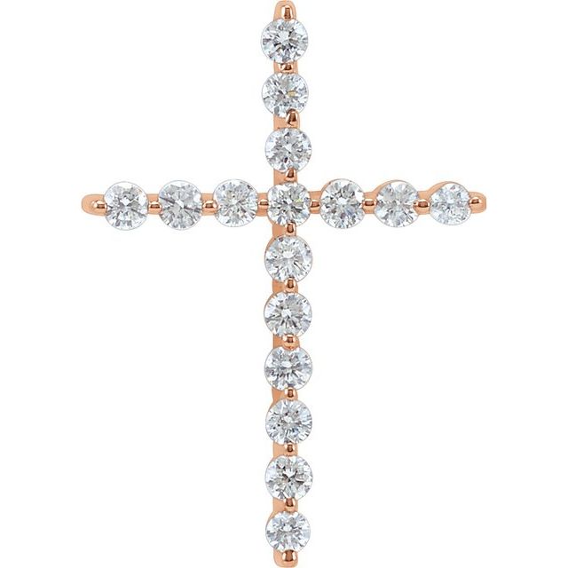 14K Rose 1/5 CTW Lab-Grown Diamond Cross Pendant