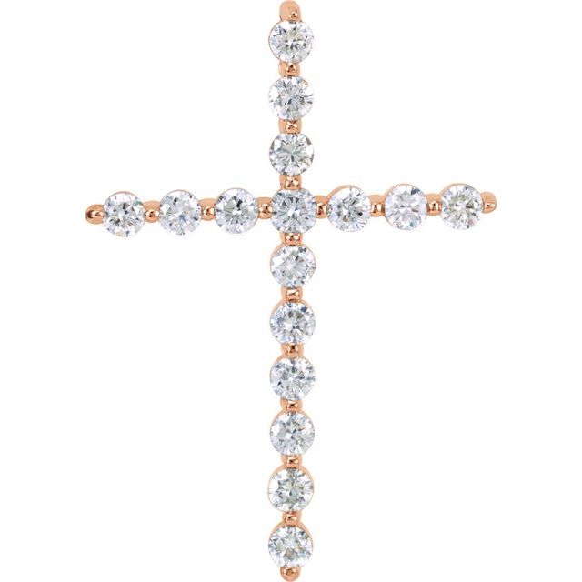 14K Rose 7/8 CTW Lab-Grown Diamond Cross Pendant