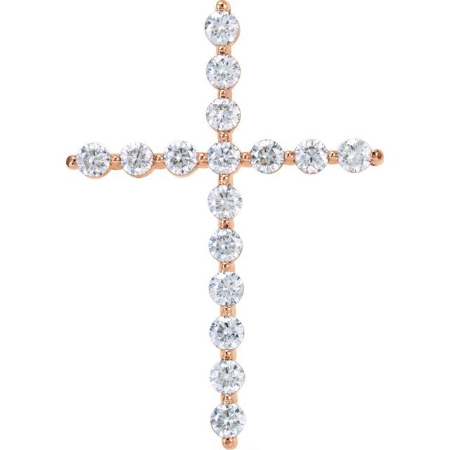 14K Rose 1 1/4 CTW Lab-Grown Diamond Cross Pendant