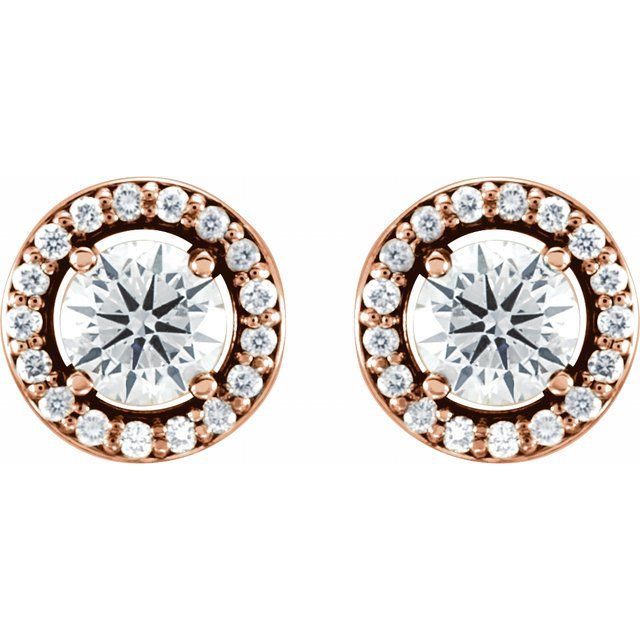 14K Rose 1/2 CTW Lab-Grown Diamond Halo-Style Earrings