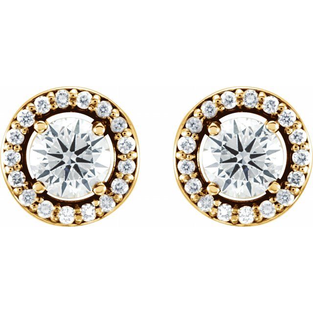 14K Yellow 1/2 CTW Lab-Grown Diamond Halo-Style Earrings