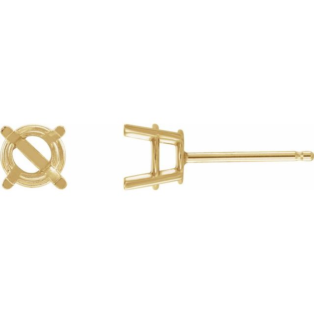 14K Yellow 4 mm Lab-Grown Emerald Stud Earrings