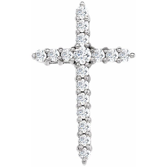 14K White 1/3 CTW Lab-Grown Diamond Cross Pendant