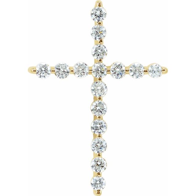 14K Yellow 1/5 CTW Lab-Grown Diamond Cross Pendant