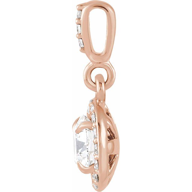 14K Rose 3/8 CTW Lab-Grown Diamond Halo-Style Pendant