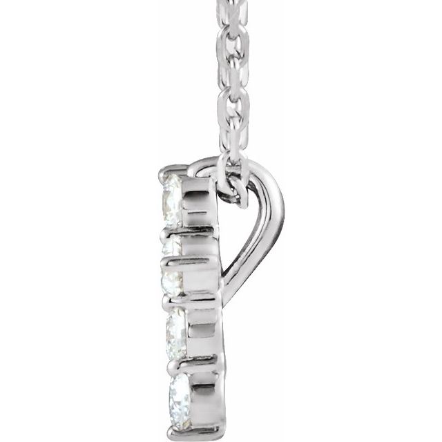 14K White 1/6 CTW Lab-Grown Diamond Cross 16-18" Necklace