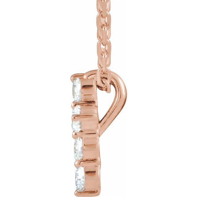 14K Rose 1/6 CTW Lab-Grown Diamond Cross 16-18" Necklace