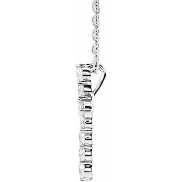 14K White 1/4 CTW Lab-Grown Diamond Cross 16-18" Necklace