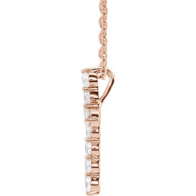 14K Rose 1/4 CTW Lab-Grown Diamond Cross 16-18" Necklace