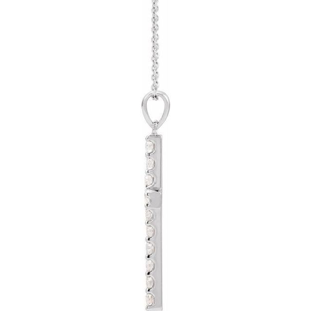 14K White 1 CTW Lab-Grown Diamond Cross 18" Necklace