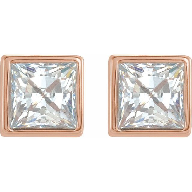 14K Rose 1/3 CTW Lab-Grown Diamond Bezel-Set Earrings