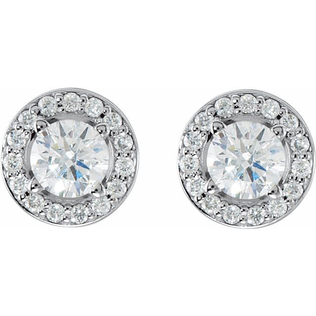 14K White 1/2 CTW Lab-Grown Diamond Halo-Style Earrings