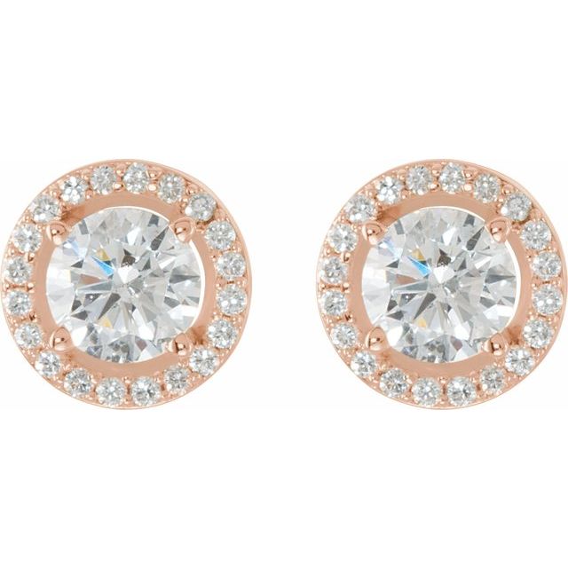 14K Rose 2 1/3 CTW Lab-Grown Diamond Halo-Style Earrings