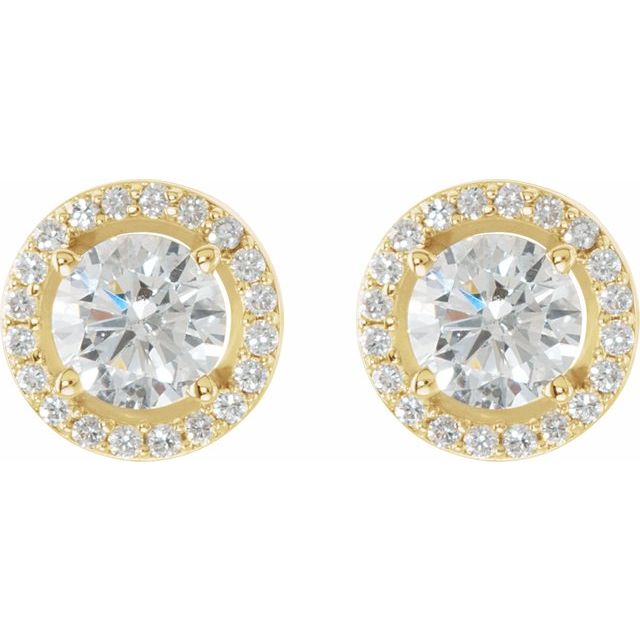 14K Yellow 2 1/3 CTW Lab-Grown Diamond Halo-Style Earrings