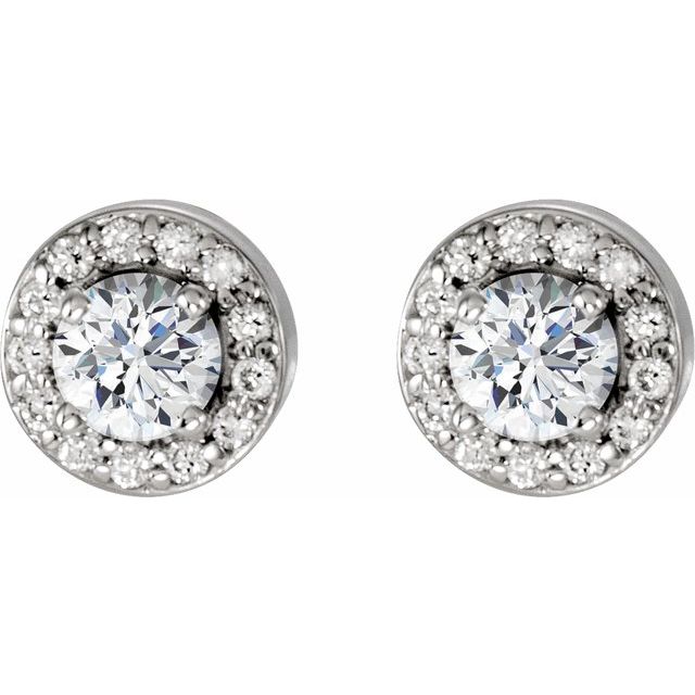 14K White 3/8 CTW Lab-Grown Diamond Halo-Style Earrings