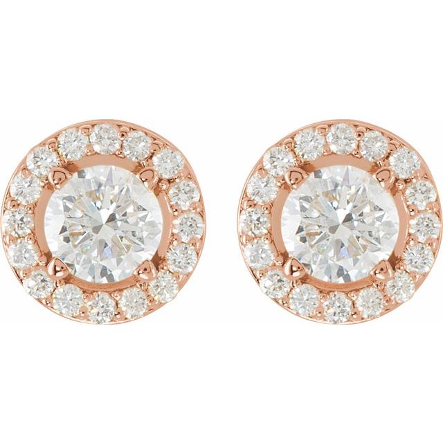 14K Rose 1 1/3 CTW Lab-Grown Diamond Halo-Style Earrings
