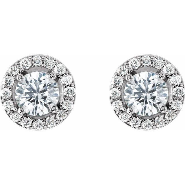 14K White 1 1/2 CTW Lab-Grown Diamond Halo-Style Earrings