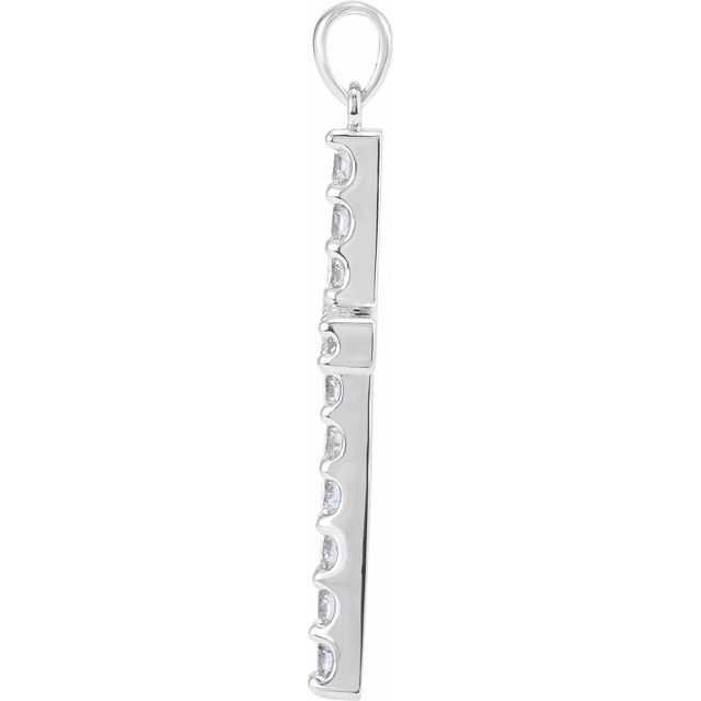 14K White 1/2 CTW Lab-Grown Diamond Cross Pendant
