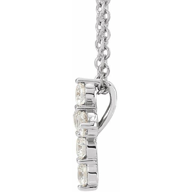 14K White 1/4 CTW Lab-Grown Diamond Cross 16-18" Necklace