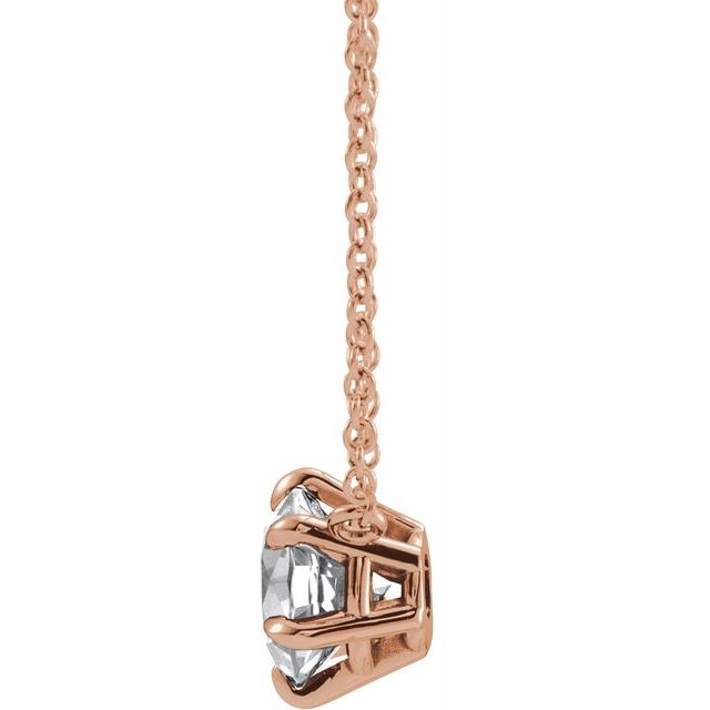 14K Rose 5/8 CT Lab-Grown Diamond 6-Prong Claw Necklace Center