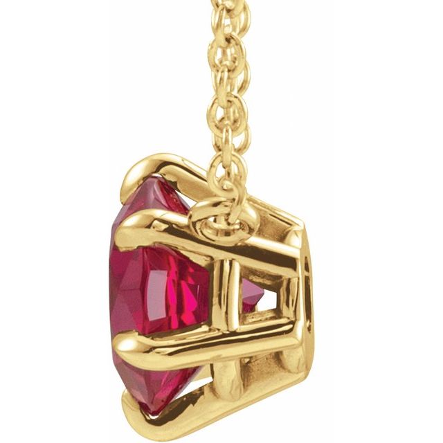 14K Yellow Lab-Grown Ruby Solitaire 16" Necklace