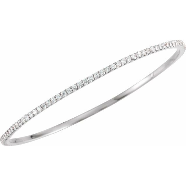 14K White 3 CTW Lab-Grown Diamond Stackable Bangle 8" Bracelet