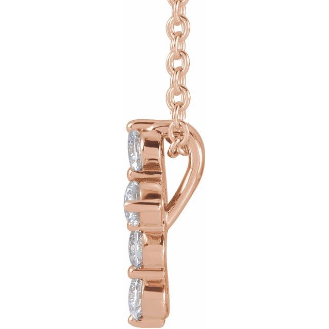 14K Rose 1/4 CTW Lab-Grown Diamond Cross 16-18" Necklace