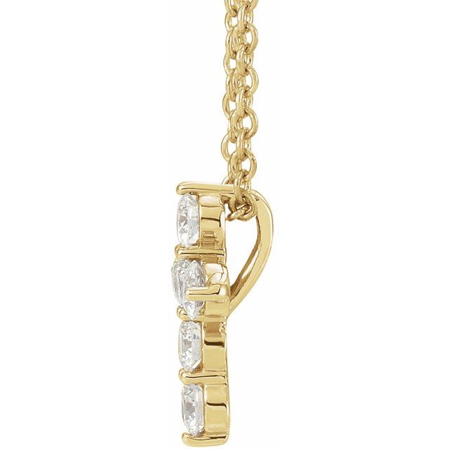 14K Yellow 1/4 CTW Lab-Grown Diamond Cross 16-18" Necklace