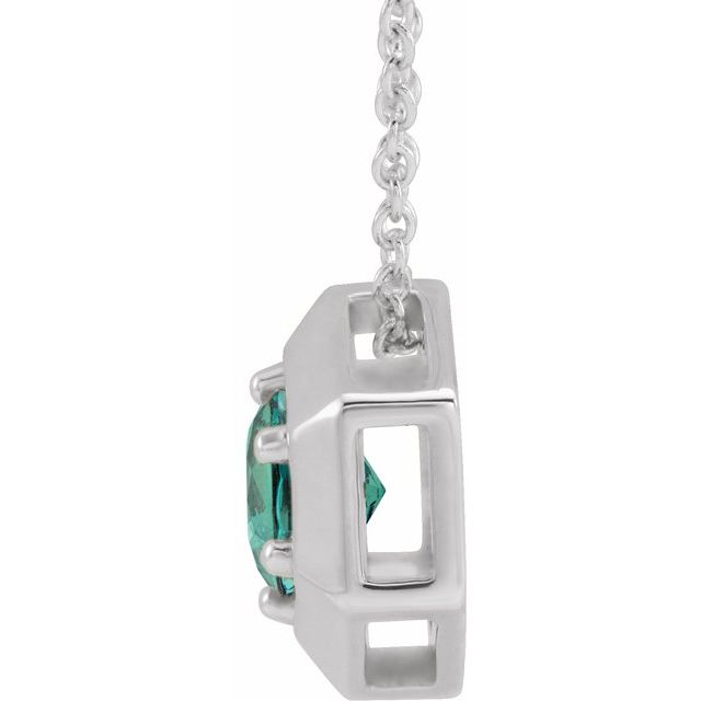 14K White Lab-Grown Alexandrite Geometric 16-18" Necklace
