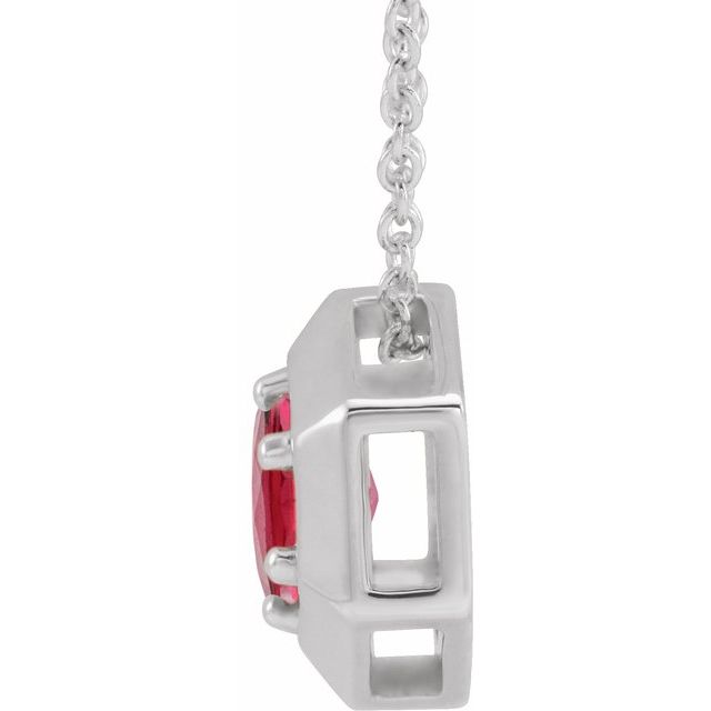 Platinum Lab-Grown Ruby Geometric 16-18" Necklace